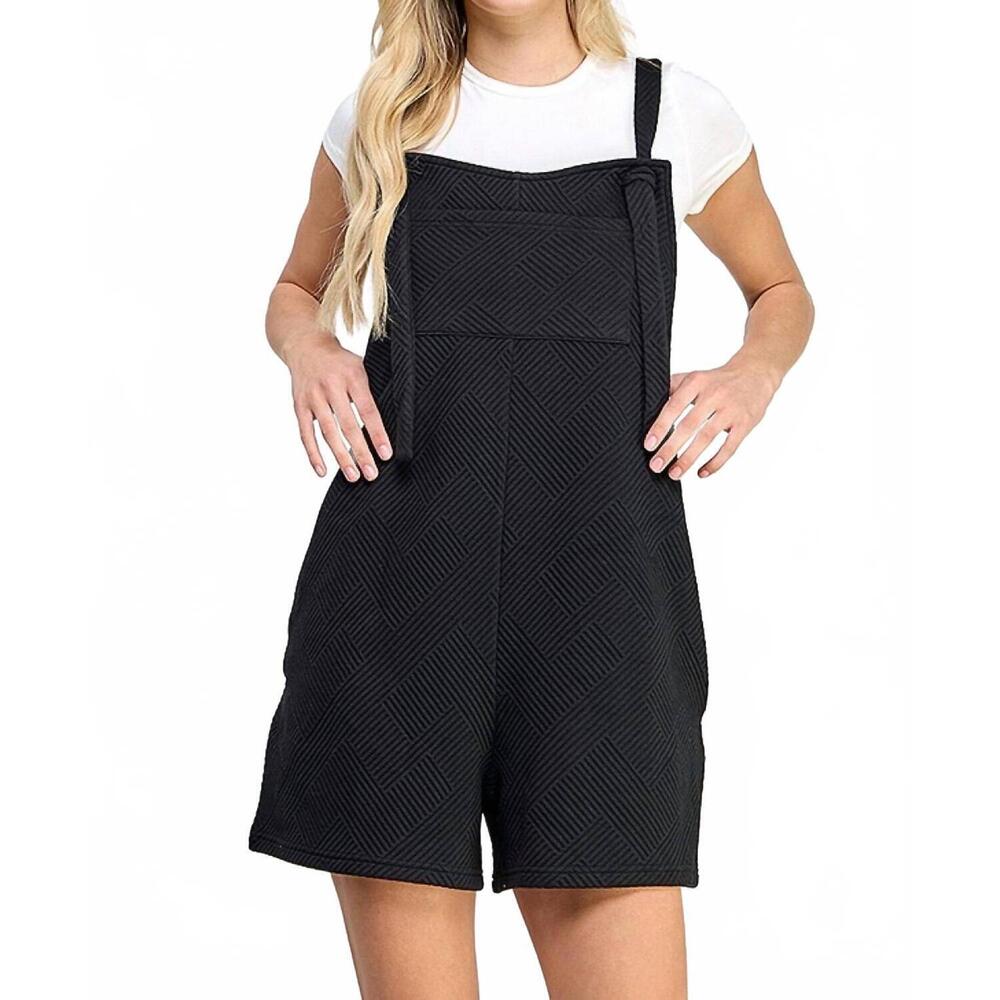 NEW SIXTY ONE gia textured romper in black
